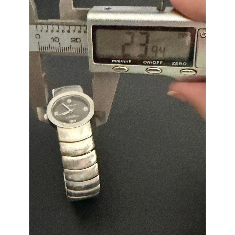 Kenneth Cole Watch Womens Silver Black Cuff Bangle
